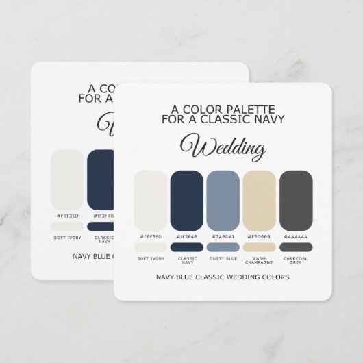 Invitation Classic Navy Blue Wedding Color Palette Card (Devant / Derrière)