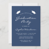 Invitation Classic Navy Blue White Graduation Party 2024 (Devant)