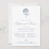 Invitation Classic Navy Hydrangea Wedding Rehearsal Dinner (Devant)
