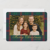 Invitation Classic Navy Tartan Plaid Photo Christmas Card (Devant)