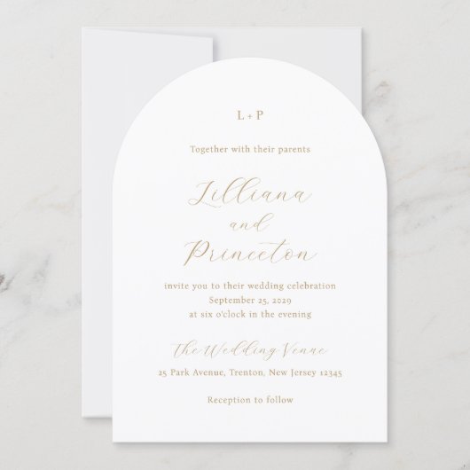Invitation Classic Neutral Monogram Elegant Wedding (Devant)