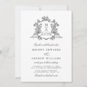 Invitation Classic noir & blanc Crest Mariage All in One (Devant)