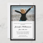 Invitation Classic noir & blanc Script Graduation Deux photos (Dos)