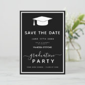 Invitation Classic noir et blanc Enregistrer la date (Debout devant)