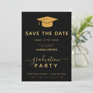 Invitation Classic Noir et or Enregistrer la date