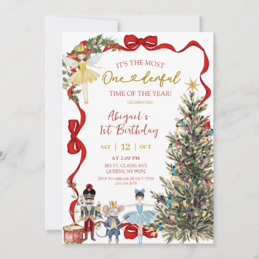 Invitation Classic Nutcracker Red Bow Coquette Birthday (Devant)