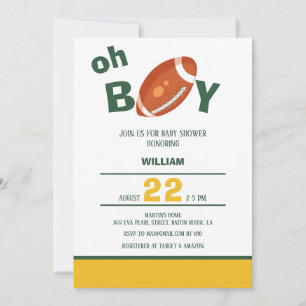 Invitation Classic Oh Boy Retro Football Baby shower