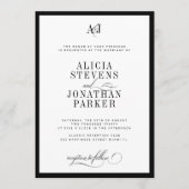 Invitation Classic old money black and white wedding (Devant)