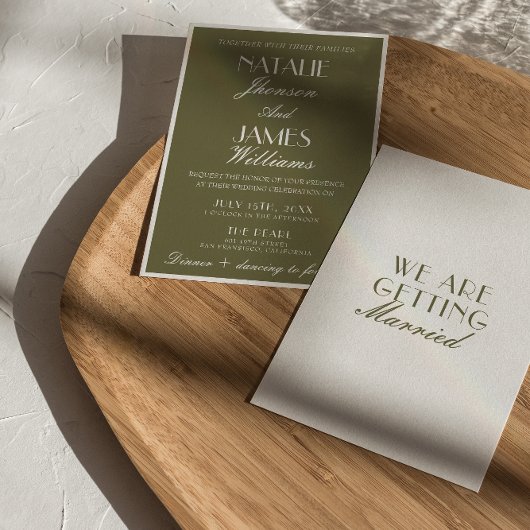 Invitation Classic Olive Green Old Money Luxury Wedding 