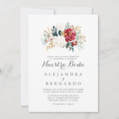 Invitation Classic or Bourgogne Floral Nuestra Boda Mariage (Devant)