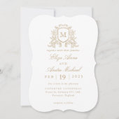 Invitation Classic or Floral Monogram Crest Mariage (Devant)
