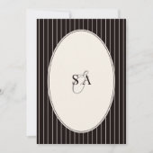 Invitation Classic Oval Black Ivory Striped Old Money Wedding (Devant)