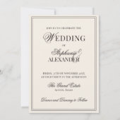 Invitation Classic Oval Black Ivory Striped Old Money Wedding (Dos)