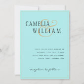 Invitation Classic Pale Turquoise Seaglass Mariage or (Devant)