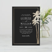 Invitation Classic Palm Trees Elegant Modern QR Code Wedding (Debout devant)