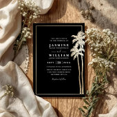 Invitation Classic Palm Trees Elegant Modern QR Code Wedding