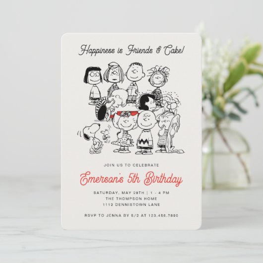 Invitation Classic Peanuts Gang Birthday | Snoopy & Friends I (Debout devant)