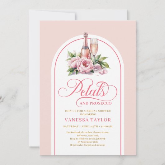 Invitation Classic petals and prosecco invite custom layout (Devant)