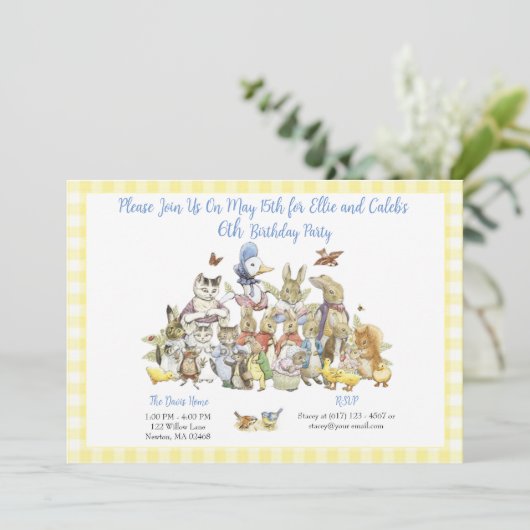 Invitation Classic Peter le lapin Anniversaire Fête Invitatio (Debout devant)