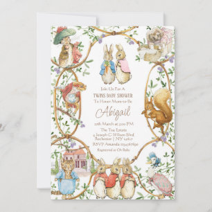 Invitation Classic Peter le lapin Twins Baby shower Invitat