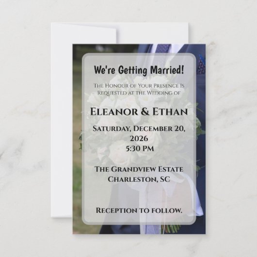 Invitation Classic Photo Groom Holding Bouquet Wedding Invita (Devant)