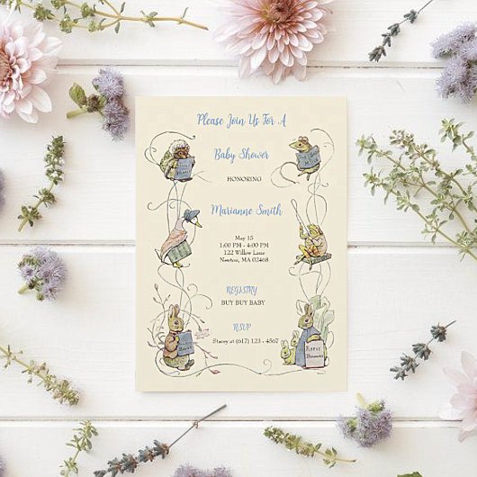 Invitation Classic Pierre le Baby shower lapin