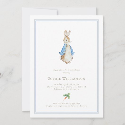 Invitation Classic Pierre le Baby shower lapin (Devant)