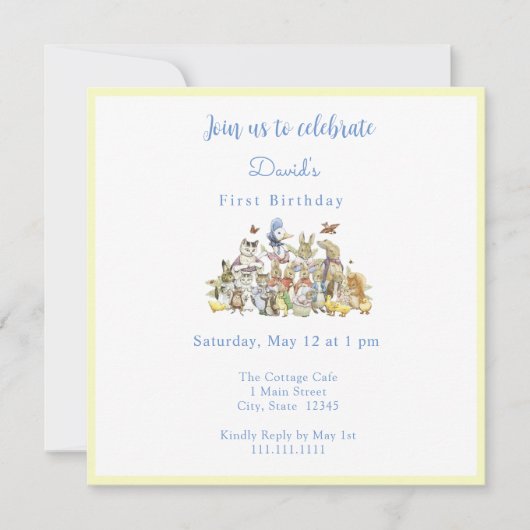 Invitation Classic Pierre le lapin Anniversaire (Devant)