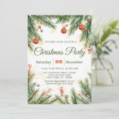 Invitation Classic Pine & Ornament Christmas Party (Debout devant)