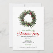 Invitation Classic Pine Wreath Christmas Party Editable (Devant)