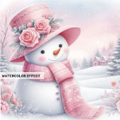 Invitation Classic Pink Snowman Kids Christmas Invite Digital