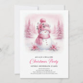 Invitation Classic Pink Snowman Kids Digital Christmas Invite (Devant)