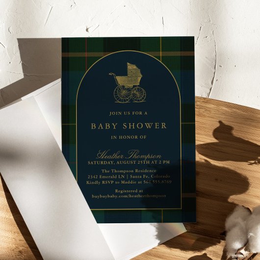 Invitation Classic Polo Baby shower vert foncé