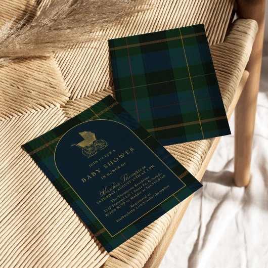 Invitation Classic Polo Baby shower vert foncé