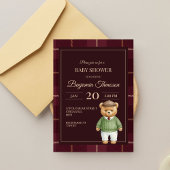 Invitation Classic Polo Teddy Bear Preppy Plaid Baby Shower