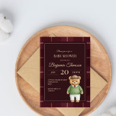 Invitation Classic Polo Teddy Bear Preppy Plaid Baby Shower