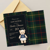 Invitation Classic Polo Teddy Bear Preppy Plaid Baby Shower