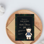 Invitation Classic Polo Teddy Bear Preppy Plaid Baby Shower