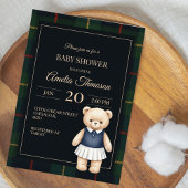 Invitation Classic Polo Teddy Bear Preppy Plaid Baby Shower