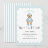 Invitation Classic Preppy Bear Blue Boy Birthday (Devant / Derrière)