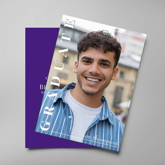 Invitation Classic Purple Graduation Party Announcement Card