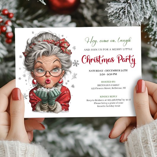 Invitation Classic Quirky Woman Comic Christmas Humor Style