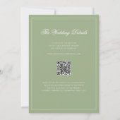 Invitation Classic Real Sage Green Border Wedding QR Code (Dos)