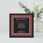 Invitation Classic Red Damask Corporate Holiday Party (Debout devant)