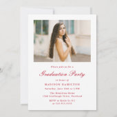 Invitation Classic Red Double Border Frame Photo Graduation (Dos)