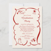 Invitation Classic Red Graduation with Photo Party (Devant)