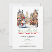 Invitation Classic red green Christmas scene party card (Devant)