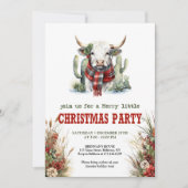 Invitation Classic Red Green Highland Cow Christmas Invite (Devant)