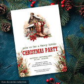 Invitation Classic red green ranch Christmas party invite
