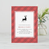 Invitation Classic Red Plaid Motif Deer Fête de Vacances (Debout devant)